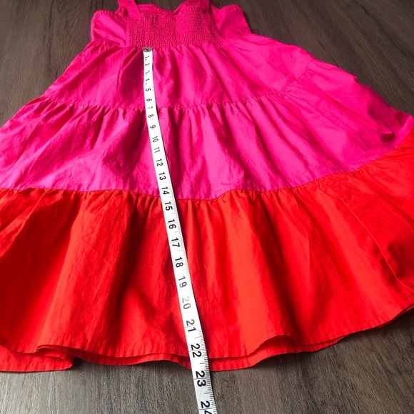 Peyton & Parker Tiered Midi Dress Size 7/8 Colorblock Pink Red Sleeveless Summer - Picture 6 of 7